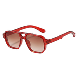 Unisex Doppelsteg-Aviator-Sonnenbrille – Rot