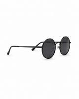 Unisex Runde Sonnenbrille mit dünnen Bügeln – Schwarz