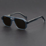 Unisex-Sonnenbrille mit Doppelsteg in quadratischer Form – Schieferblau