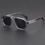 Unisex-Sonnenbrille mit Doppelsteg in quadratischer Form – Transparentes Grau