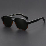 Unisex-Sonnenbrille mit Doppelsteg in quadratischer Form – Schwarz & Schildpatt