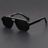 Unisex-Sonnenbrille mit Doppelsteg in quadratischer Form – Schwarz