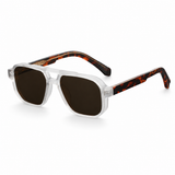 Unisex-Sonnenbrille mit Doppelsteg in quadratischer Form – Eis & Schildpatt