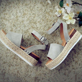 Ursula | Damen Plateau Keilsandaletten mit Espadrille Sohle – Grau