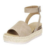 Ursula | Damen Plateau Keilsandaletten mit Espadrille Sohle – Khaki