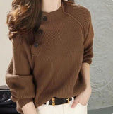 Langärmliger Damen Strickpullover – Braun