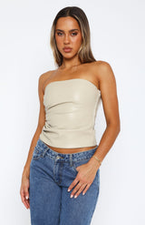 LAETITIA I ELEGANTES LEDER-TANKTOP – Aprikose