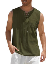 Valentin | Herren V-Ausschnitt Tank Top ärmellos – Olivgrün