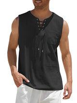 Valentin | Herren V-Ausschnitt Tank Top ärmellos – Schwarz
