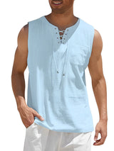 Valentin | Herren V-Ausschnitt Tank Top ärmellos – Himmelblau