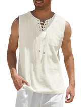Valentin | Herren V-Ausschnitt Tank Top ärmellos – Beige