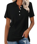Valeria | Damen Kurzarm Poloshirt – Schwarz