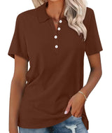 Valeria | Damen Kurzarm Poloshirt – Braun