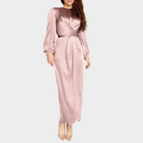 Vanessa - Damen Langes Abendkleid mit eleganten langen Ärmeln – Rosa