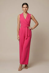 Lucy | Weites Bein Langarm Jumpsuit – Pink