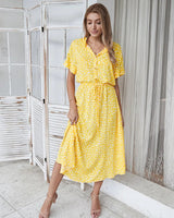 Elegantes Kleid mit Leopardenmuster – Gelb