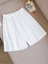Klassische Baumwollshorts mit elastischem Bund – Weiß