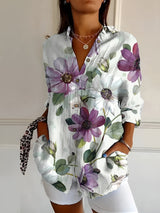 Maja | Exklusive Florale-Blusen-kollektion – Lila Blumen