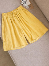Klassische Baumwollshorts mit elastischem Bund – Gelb