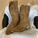 Margaret - Westernstiefel aus besticktem Leder – Braun