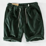 Anneliis – Cord Shorts Mit Elastischem Bund – Grün
