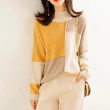 Farbblock Damen Pullover – Gelb