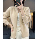 Wien | Pure Wolle Reißverschluss-Cardigan – Beige