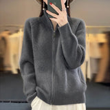 Vienne - Eleganter Zipper-Cardigan – Grau