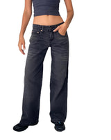 Bella | Niedrig sitzende Baggy Mom Jeans – Schwarz