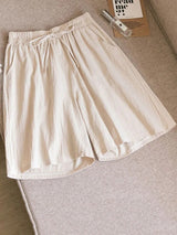 Klassische Baumwollshorts mit elastischem Bund – Aprikose