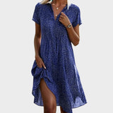 Else - Gepunktetes Midikleid – Blau
