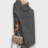 Jovina – Langer Cardigan mit Kapuze – Grau