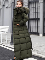 Luella – längerer warmer Wintermantel mit Gürtel für Damen – Armeegrün