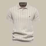 Valentin Strick-Poloshirt mit Knopfleiste – Beige
