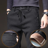 Norton - Männer Winter Fleece Warme Casual Hosen – Schwarz