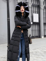 Luella – längerer warmer Wintermantel mit Gürtel für Damen – Schwarz