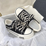 Bonnie - Frauen Plattform Canvas Schuhe – Schwarz