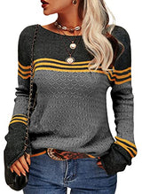 Damen Modischer Streifen-Pullover – Schwarz