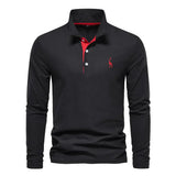 Klassiek Heren Poloshirt met Lange Mouwen - Felix – Schwarz
