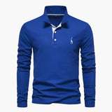 Klassisches Herren-Poloshirt mit langen Ärmeln – vielseitige Eleganz und Komfort – Blau