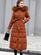 Luella – längerer warmer Wintermantel mit Gürtel für Damen – Karamel