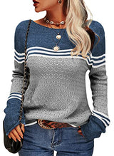 Damen Modischer Streifen-Pullover – Grau