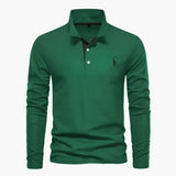Klassisches Herren-Poloshirt mit langen Ärmeln – vielseitige Eleganz und Komfort – Grün