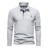 Klassiek Heren Poloshirt met Lange Mouwen - Felix – Grau