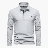 Klassisches Herren-Poloshirt mit langen Ärmeln – vielseitige Eleganz und Komfort – Grau