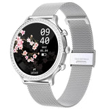 Elegante Smartwatch Für Frauen Mit Diamanten, 1,32 Zoll Wasserdichtes Edelstahl-Design – Silber