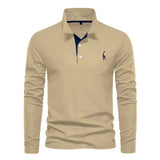 Klassiek Heren Poloshirt met Lange Mouwen - Felix – Kaki