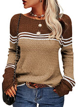 Damen Modischer Streifen-Pullover – Khaki