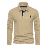 Klassisches langärmliges Poloshirt für Herren – Khaki