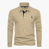 Klassisches Herren-Poloshirt mit langen Ärmeln – vielseitige Eleganz und Komfort – Khaki